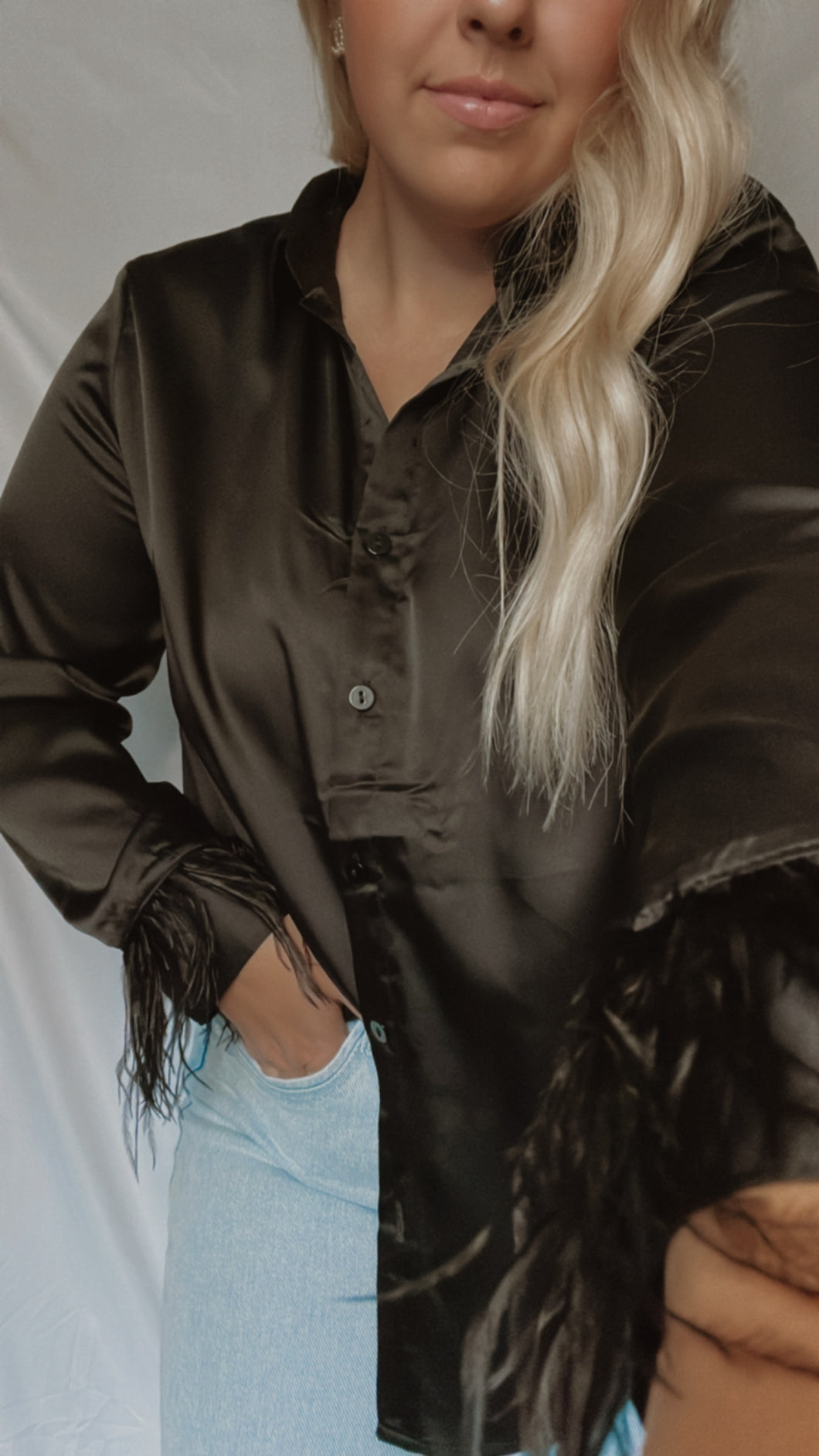 black satin blouse