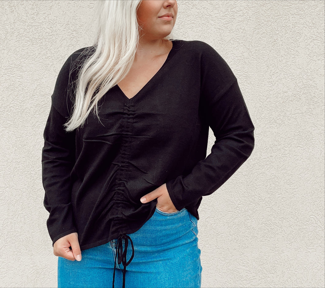 ruched drawstring long sleeve